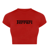 Bold Red Ferrari Baby Tee for Women | Crop Top